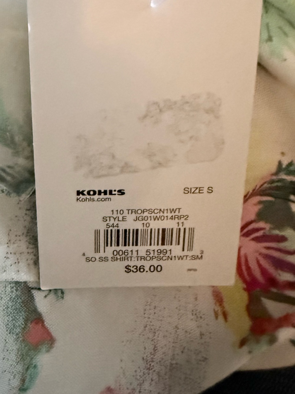 NWT SO White Tropical Print Short Sleeve Button-Up Blouse Size Small - Picture 12 of 15